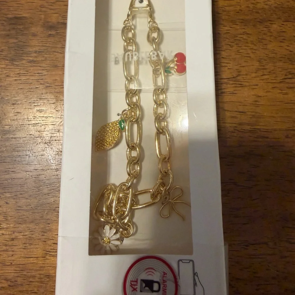 BaubleBar Gold-Tone Charm Chain with Fruit and Floral Charms